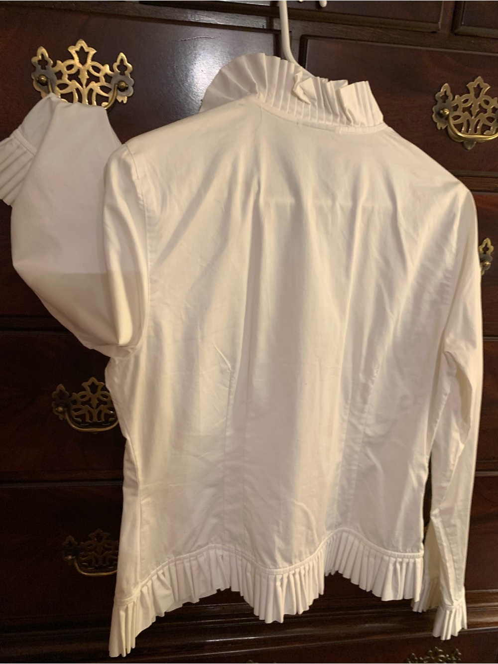 White Ruffle-Trim Women's Top - Picture 4 of 5